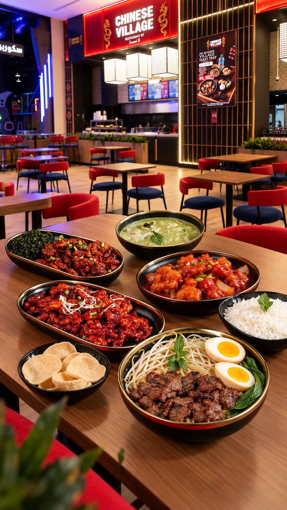 Chinese dishes served inside the restaurant
